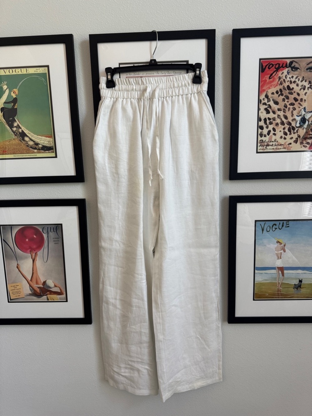 All Saints Linen Drawstring Wide-Leg Pants in White